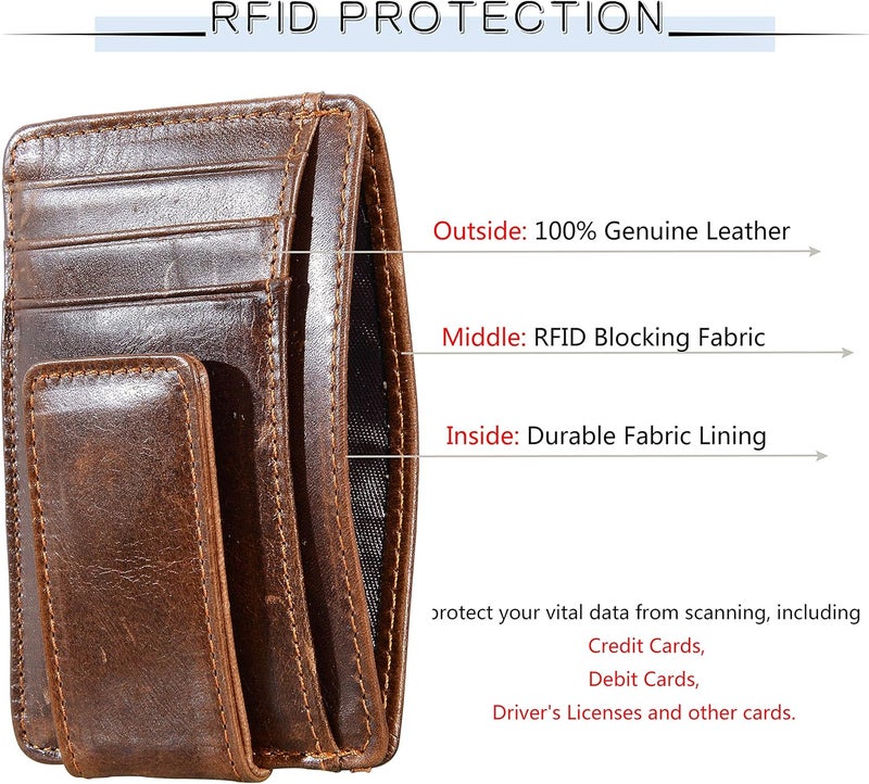 HOPSOOKEN Money Clip RFID Front Pocket Wallet Men Leather Slim Minimalist Wallet - Image 5